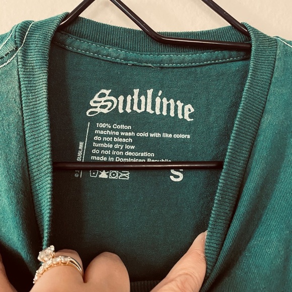 Sublime Green Sun Graphic T Shirt Distressed Cotton Short Sleeve Tee Size Small - Picture 3 of 8